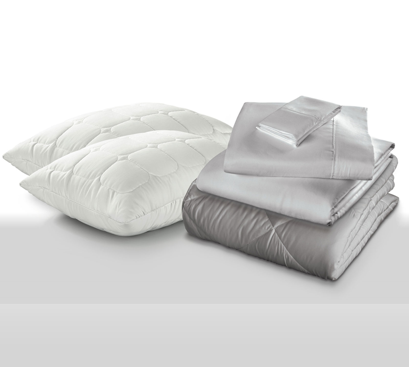 PureCare California King Sleep Kit | 2 Pillows, Comforter, and Sheet Set Included | Dove Gray