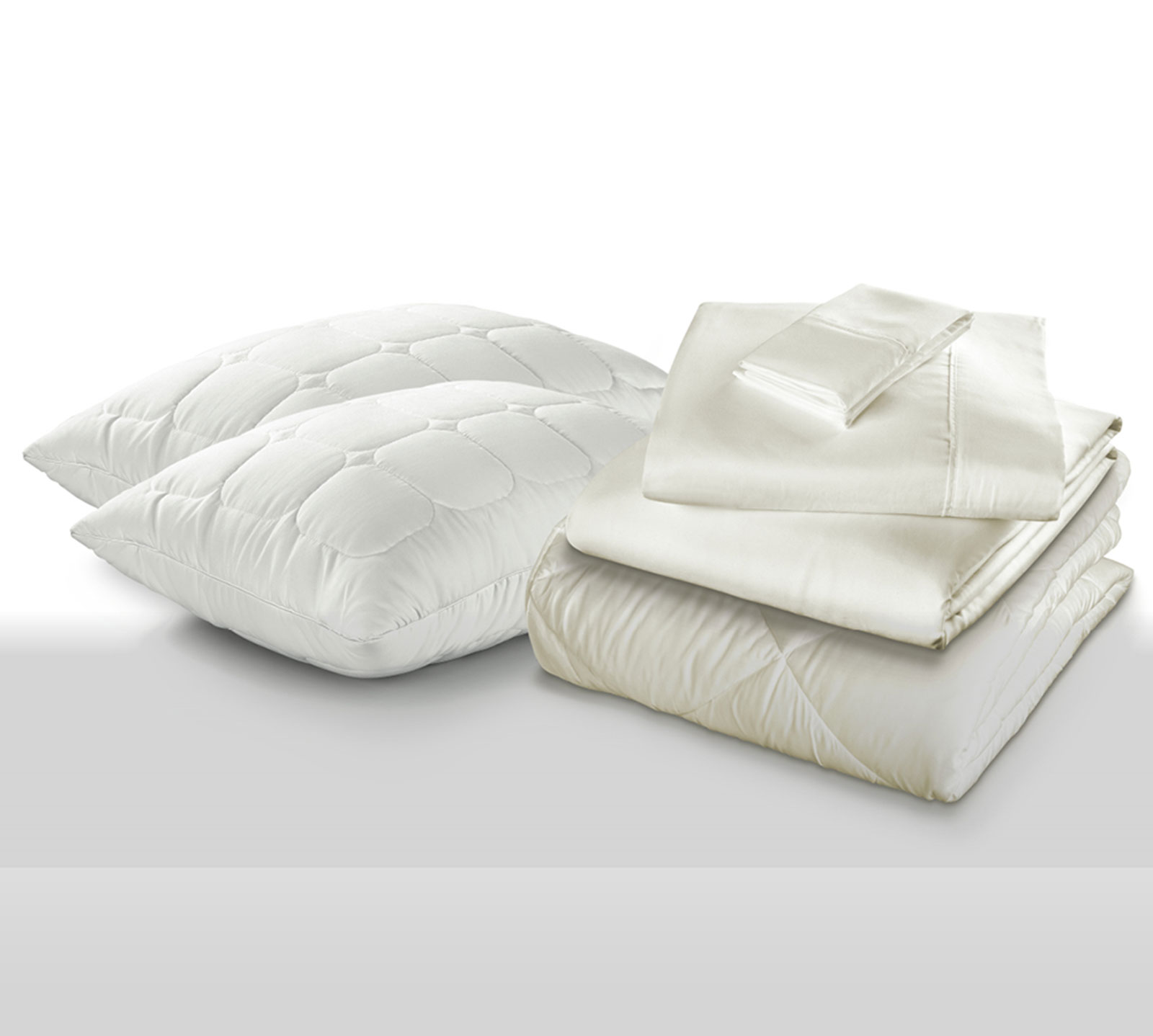 PureCare California King Sleep Kit | 2 Pillows, Comforter, and Sheet Set Included | Ivory