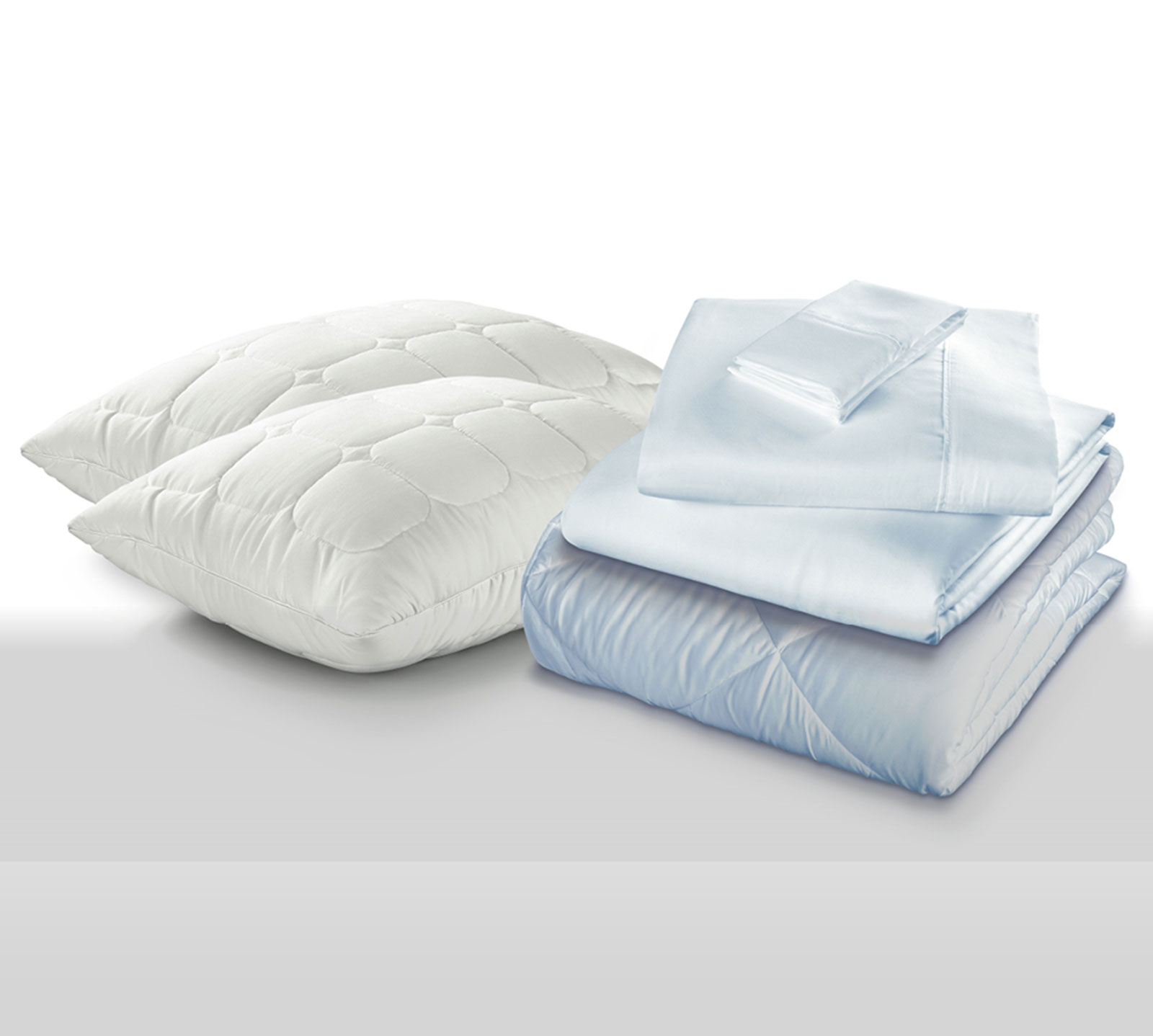 PureCare California King Sleep Kit | 2 Pillows, Comforter, and Sheet Set Included | Light Blue