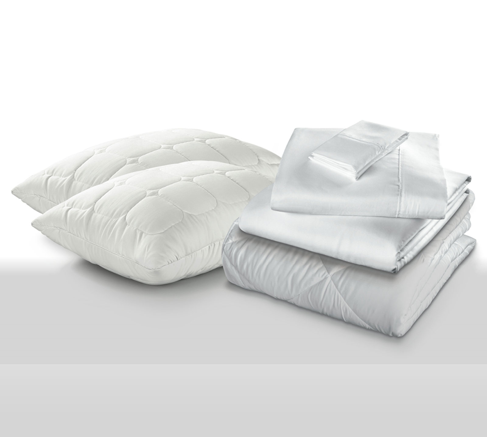 PureCare California King Sleep Kit | 2 Pillows, Comforter, and Sheet Set Included | White