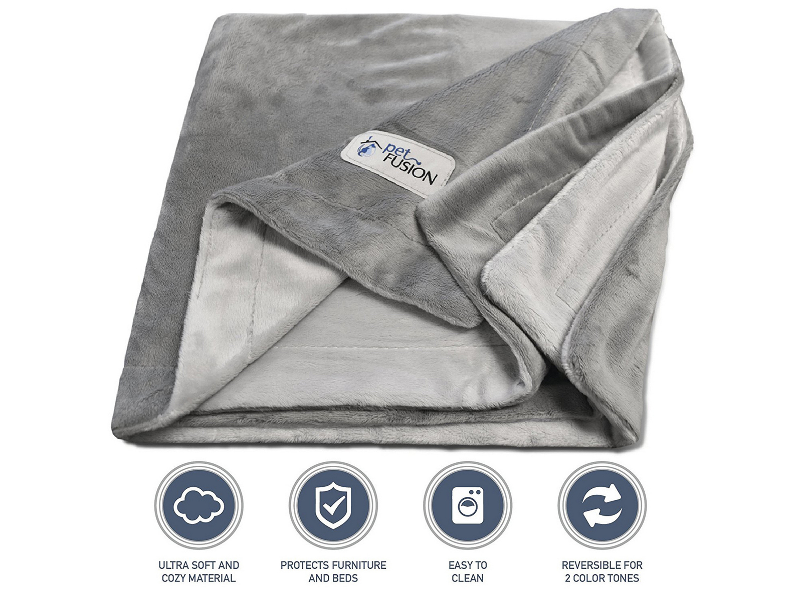 PetFusion Large Premium Plush Pet Blanket | Gray