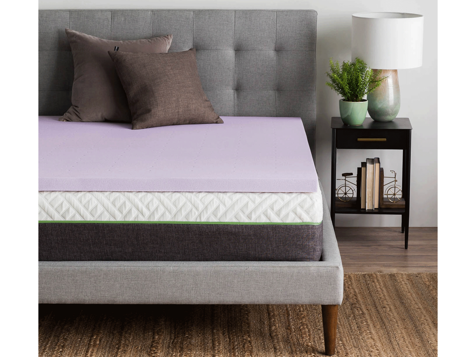 Lucid California King 2 Inch Lavender Memory Foam Mattress Topper