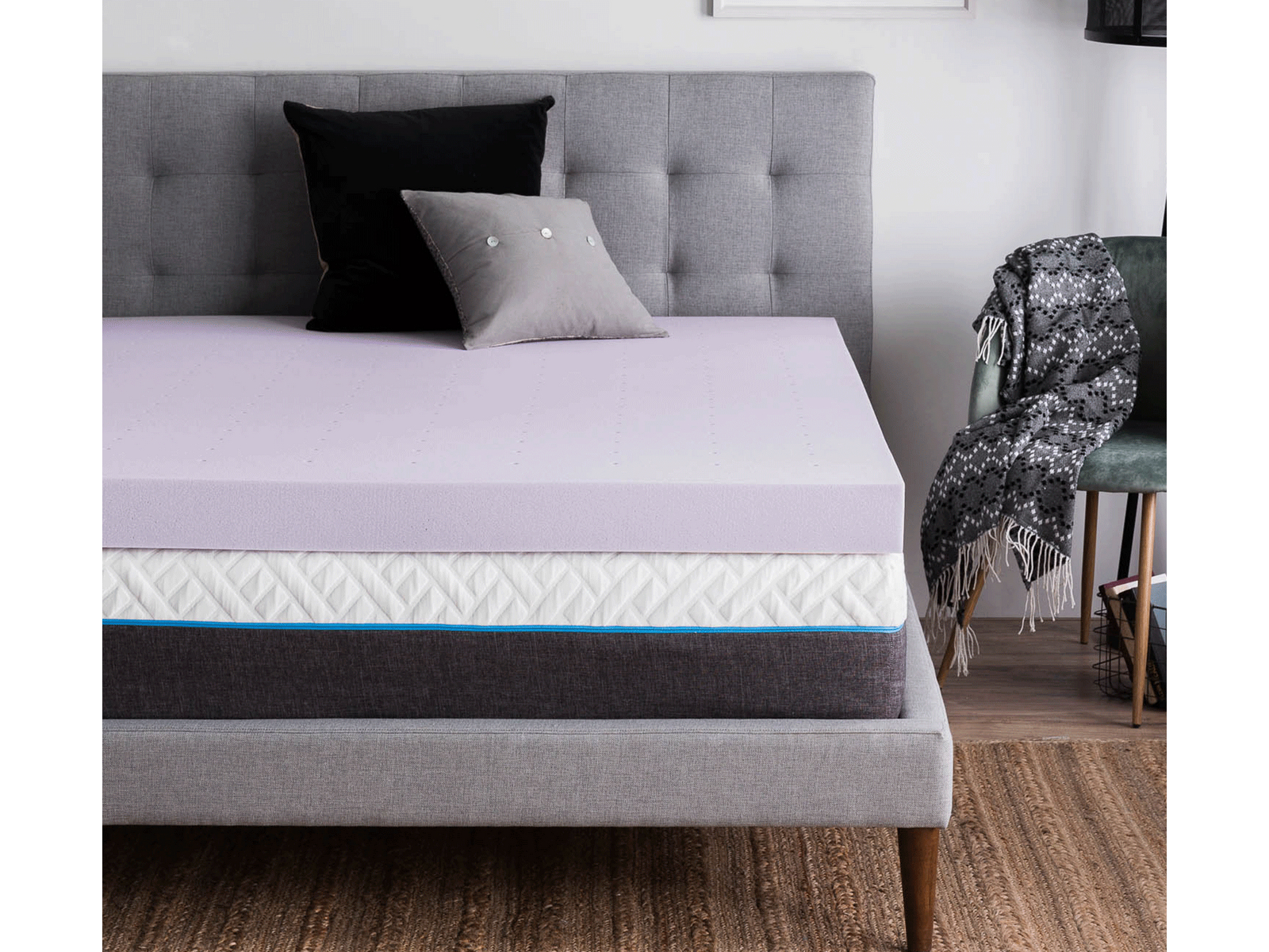 Memory Foam Mattress Topper | Lavender | Full | Lucid | 4