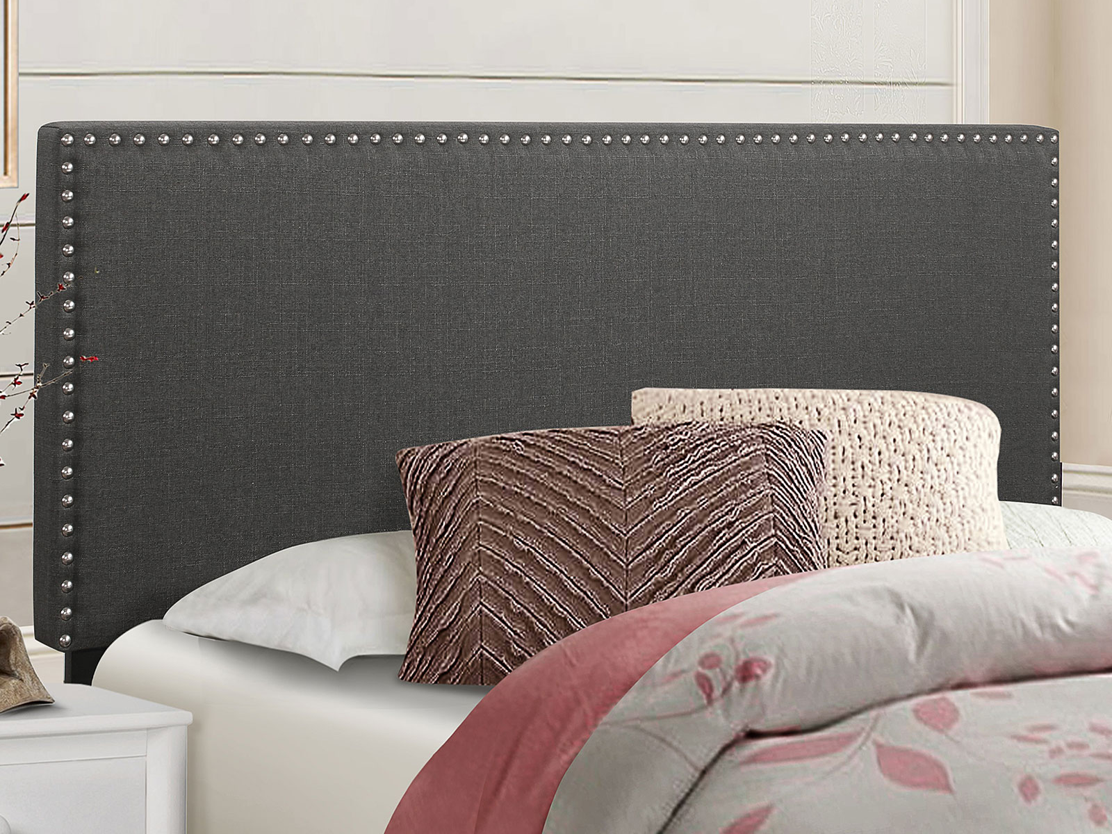 Homelegance Upholstered Headboard | Full/Queen | Dark Gray | West