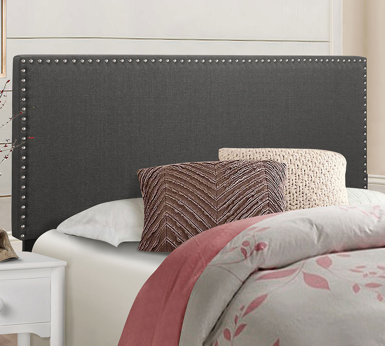 Homelegance Upholstered Headboard | King | Dark Gray | West