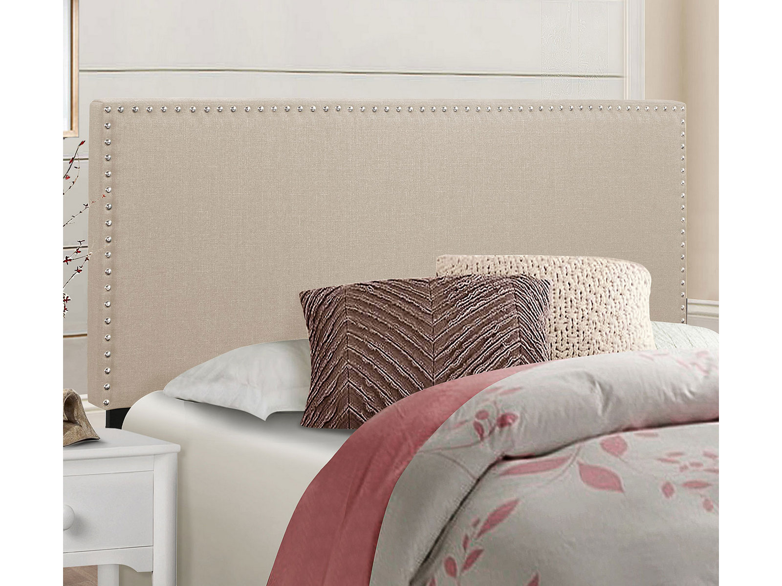 Homelegance Upholstered Headboard | Twin | Beige | West