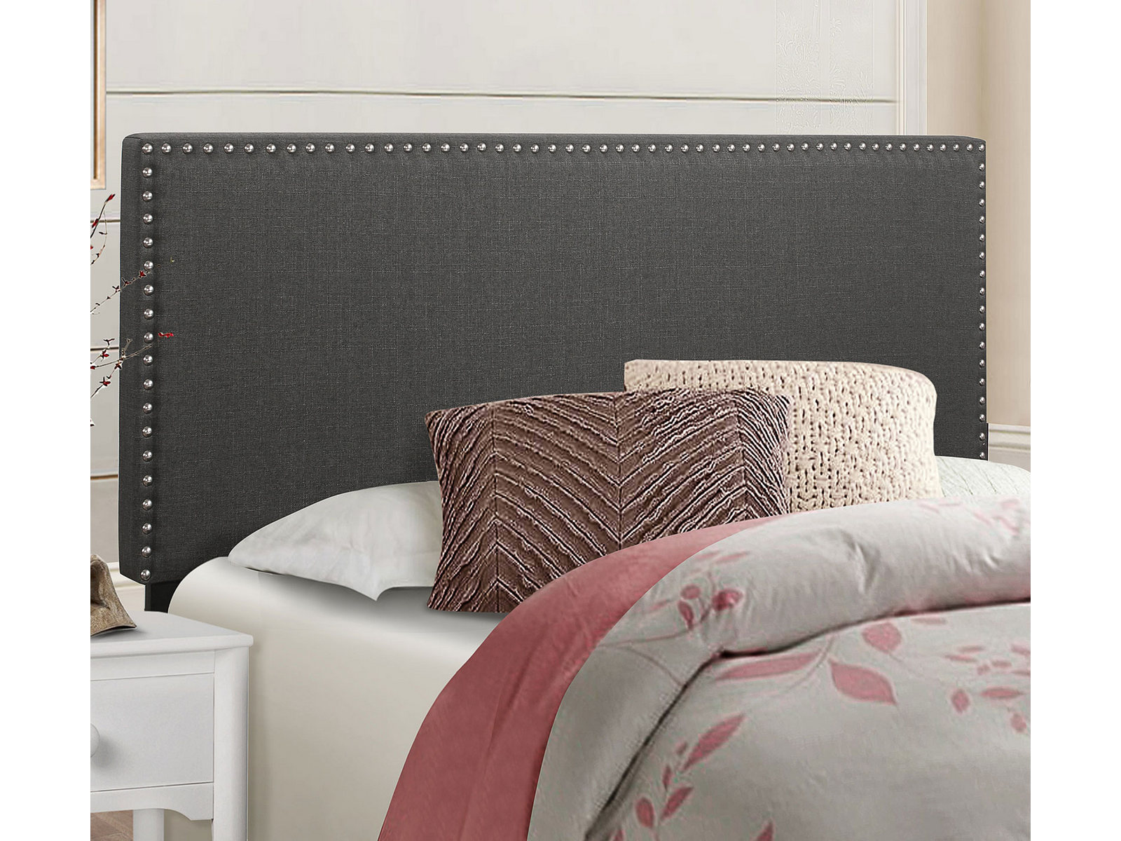 Homelegance Upholstered Headboard | Twin | Dark Gray | West