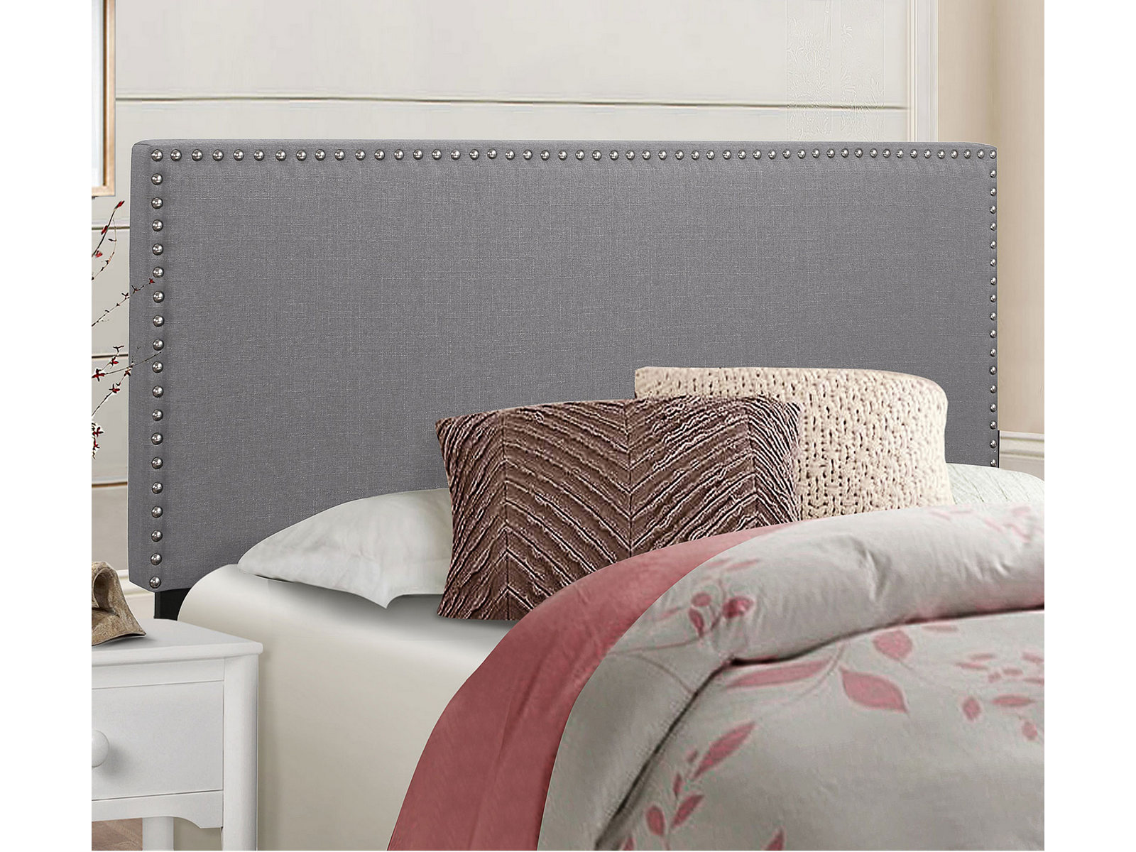 Homelegance Upholstered Headboard | Twin | Gray | West