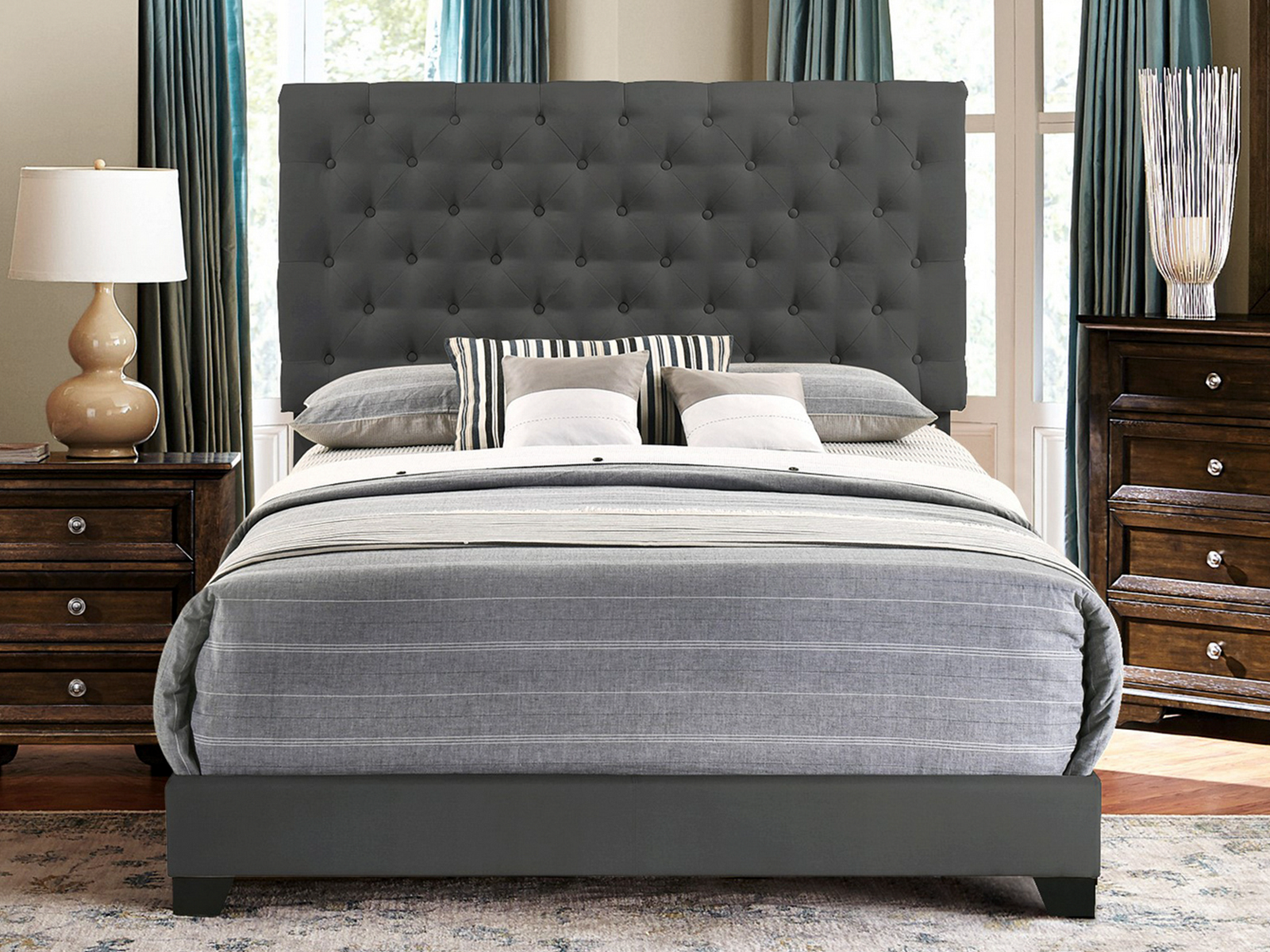 Homelegance Upholstered Bed | Full | Kinsley | Dark Grey