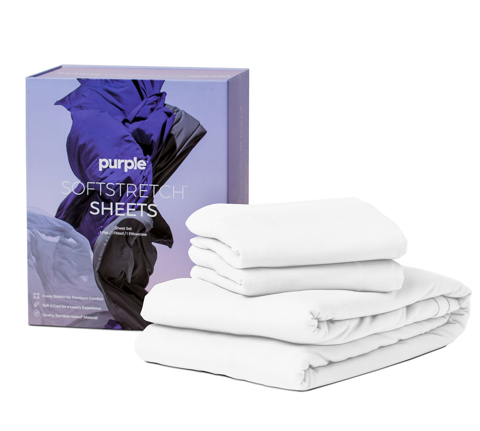Purple Full SoftStretch Sheet Set | White