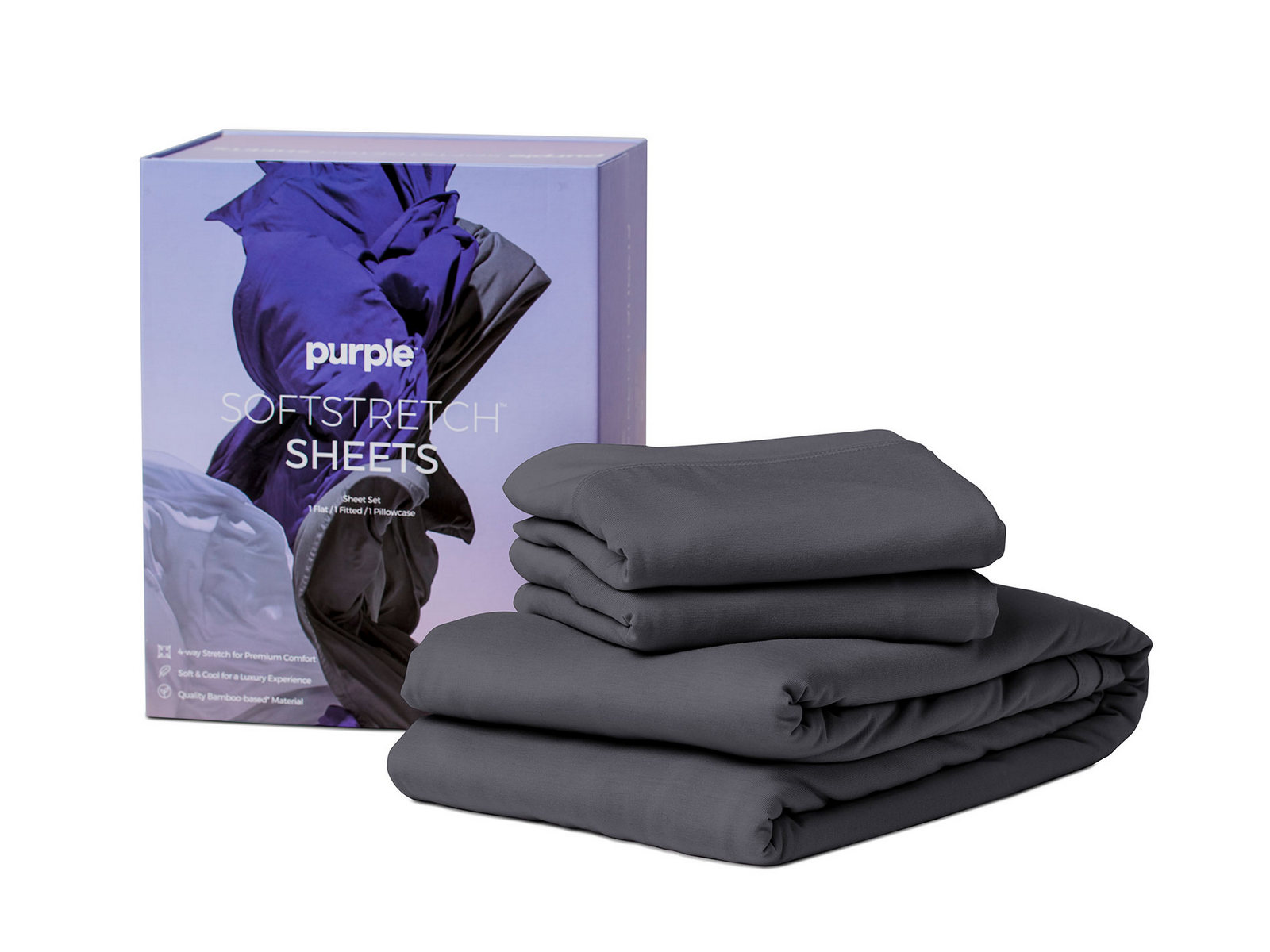 Purple King/California King SoftStretch Sheet Set | Gray