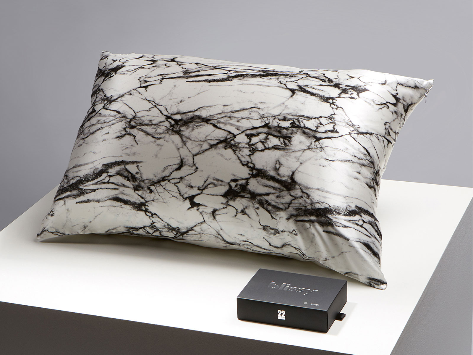 Blissy Queen 100% Mulberry Silk Pillowcase | Light Marble