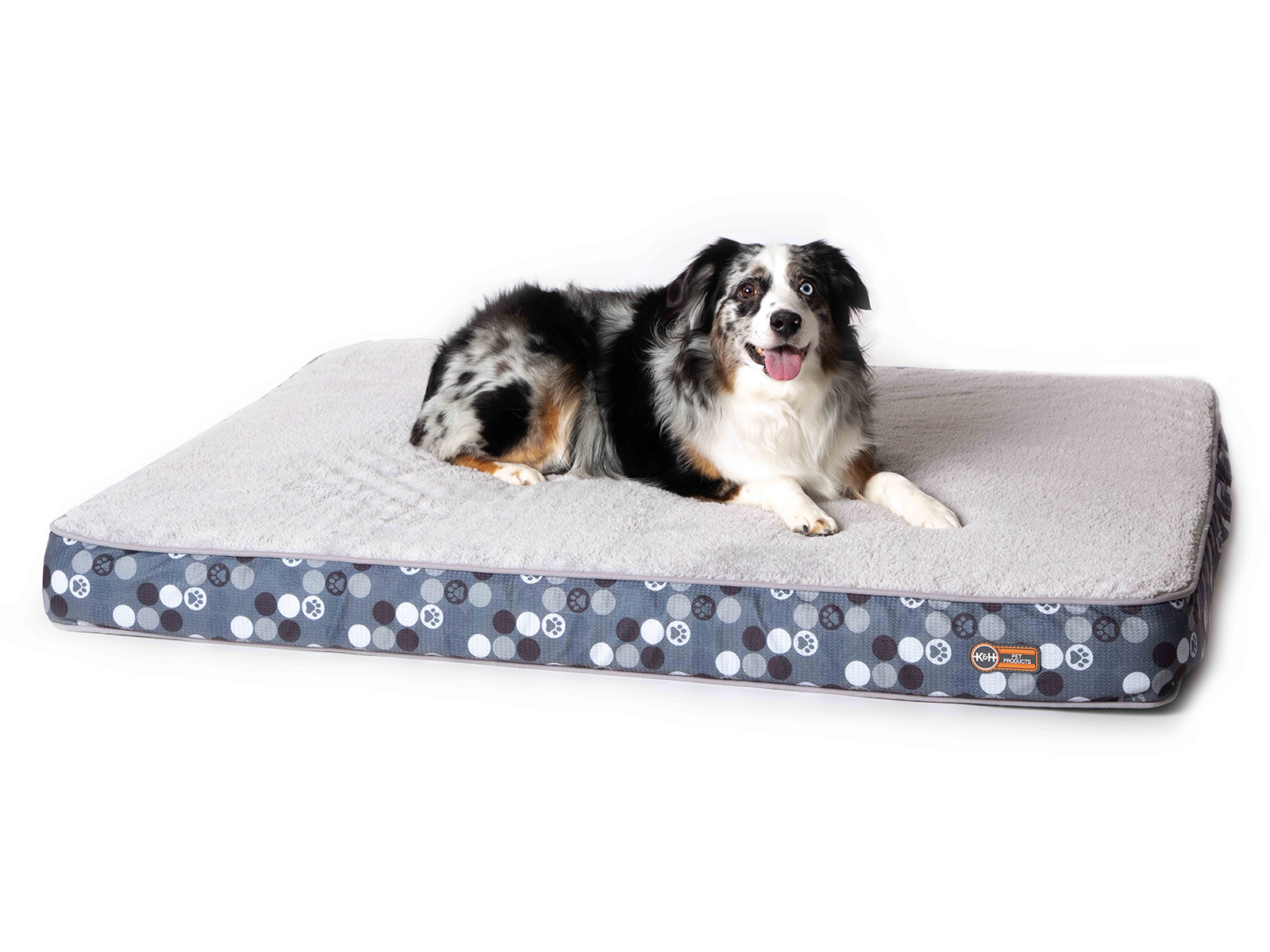 K and H Pet Products Large Superior Orthopedic Paw Print Pet Bed | Gray