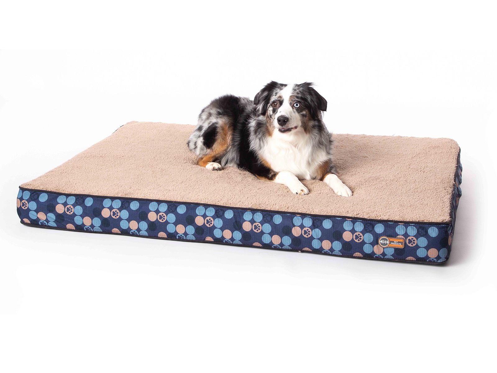 K and H Pet Products Large Superior Orthopedic Paw Print Pet Bed | Navy