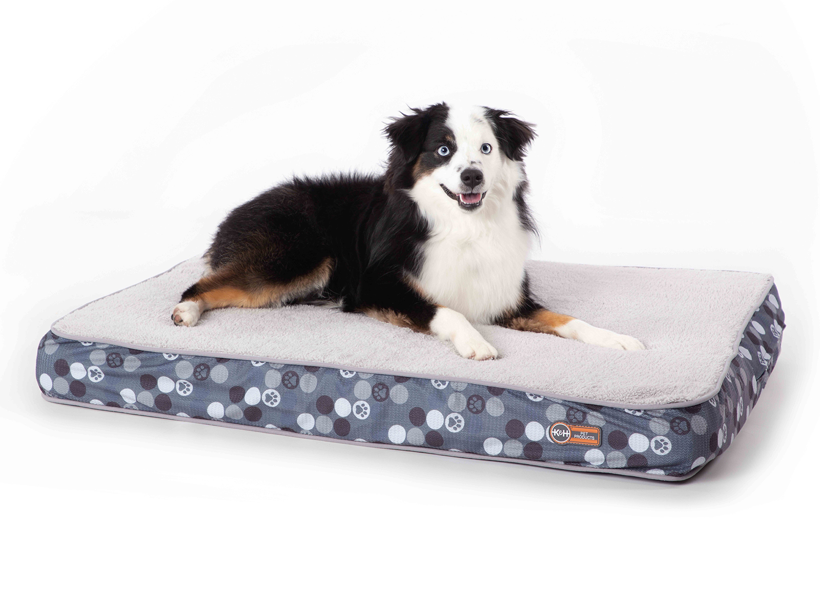 K and H Pet Products Medium Superior Orthopedic Paw Print Pet Bed | Gray