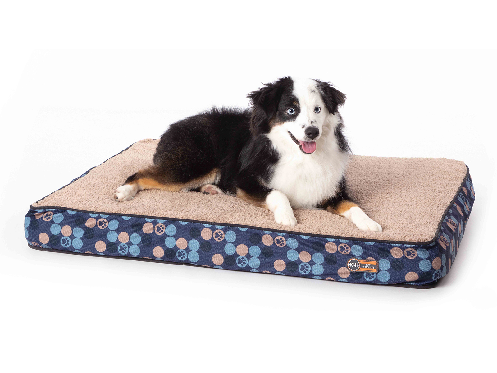 K and H Pet Products Medium Superior Orthopedic Paw Print Pet Bed | Navy