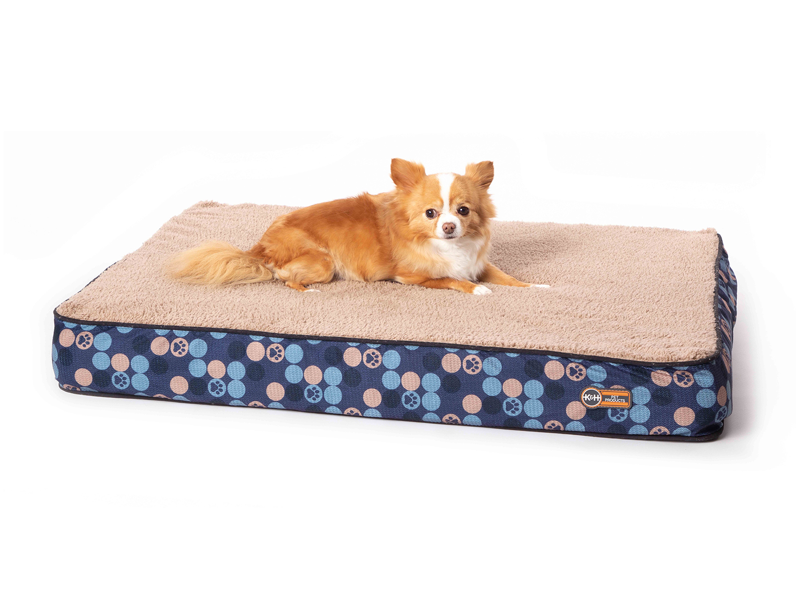 K and H Pet Products Small Superior Orthopedic Paw Print Pet Bed | Navy