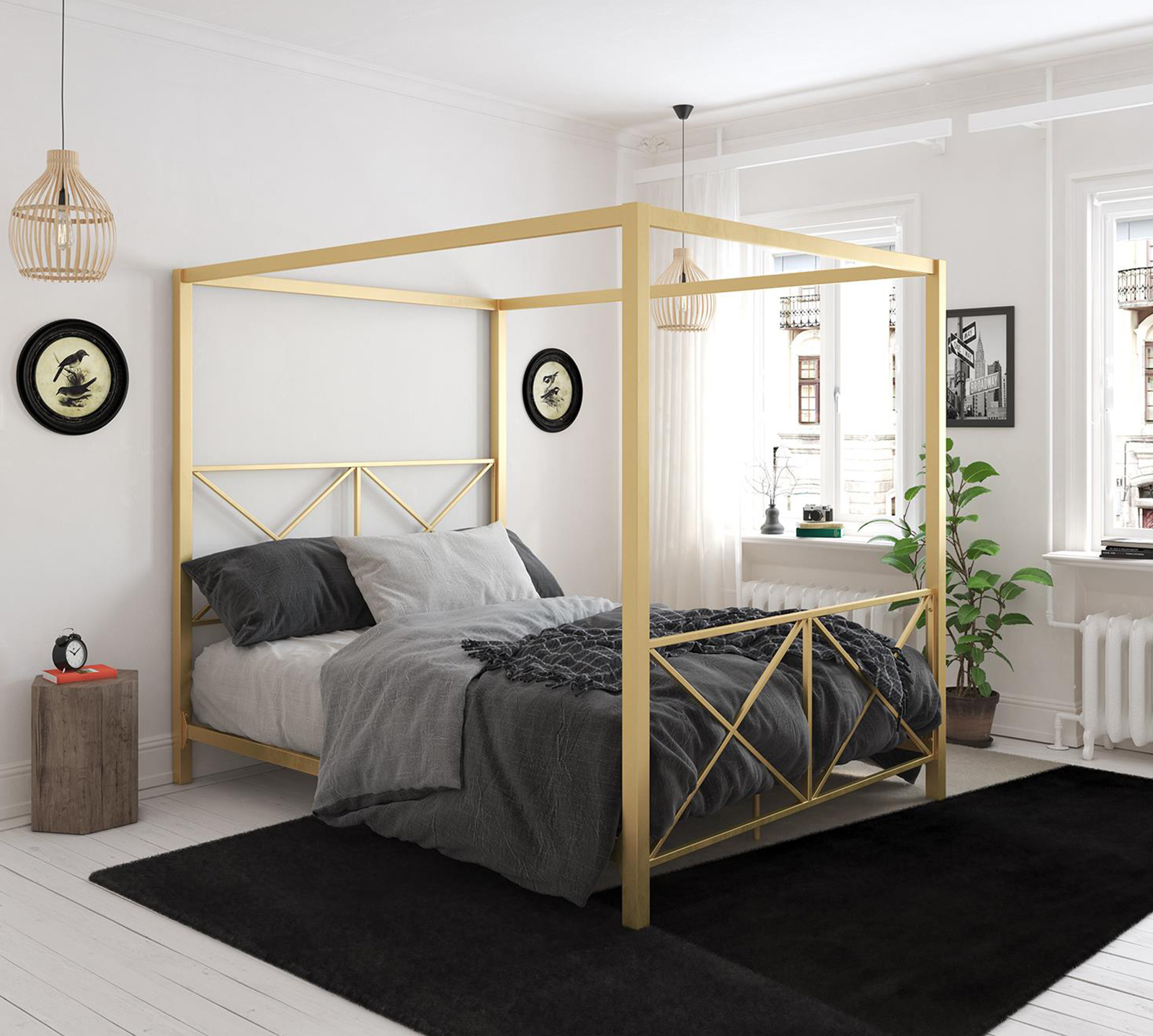 V000256275 Atwater Living Canopy Bed | Full | Gold | Reese sku V000256275