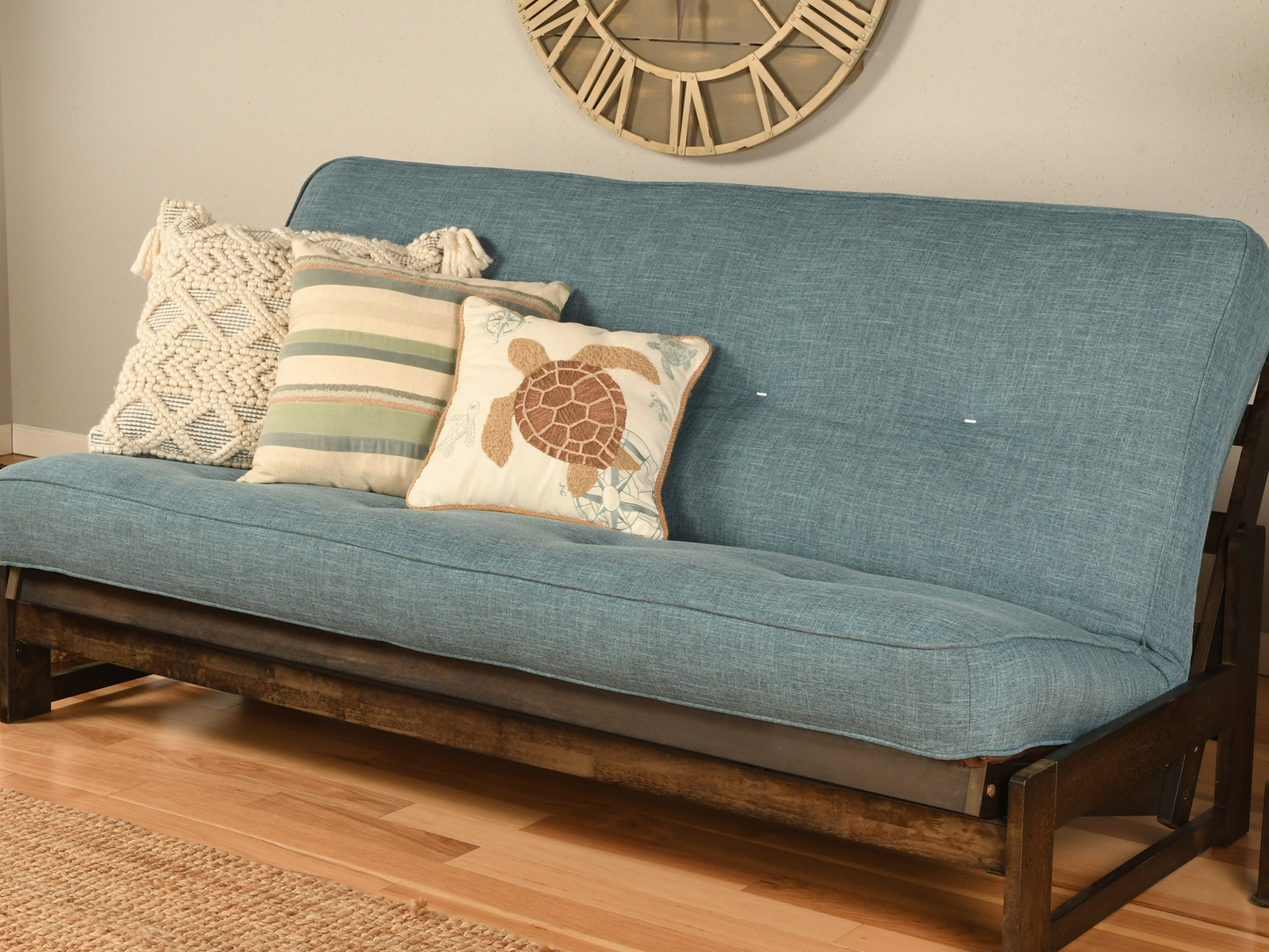 Kodiak Futon Mattress & Frame | Linen 7 Mattress | Aqua