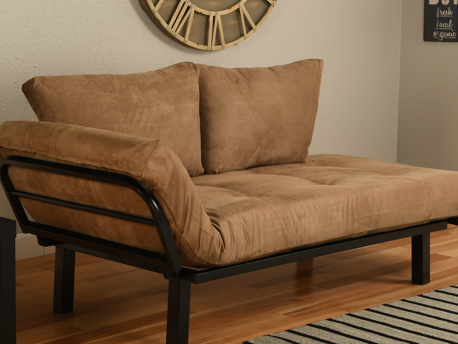 Kodiak Futon Frame & Mattress | Suede Mattress | Spacely Black | Peat