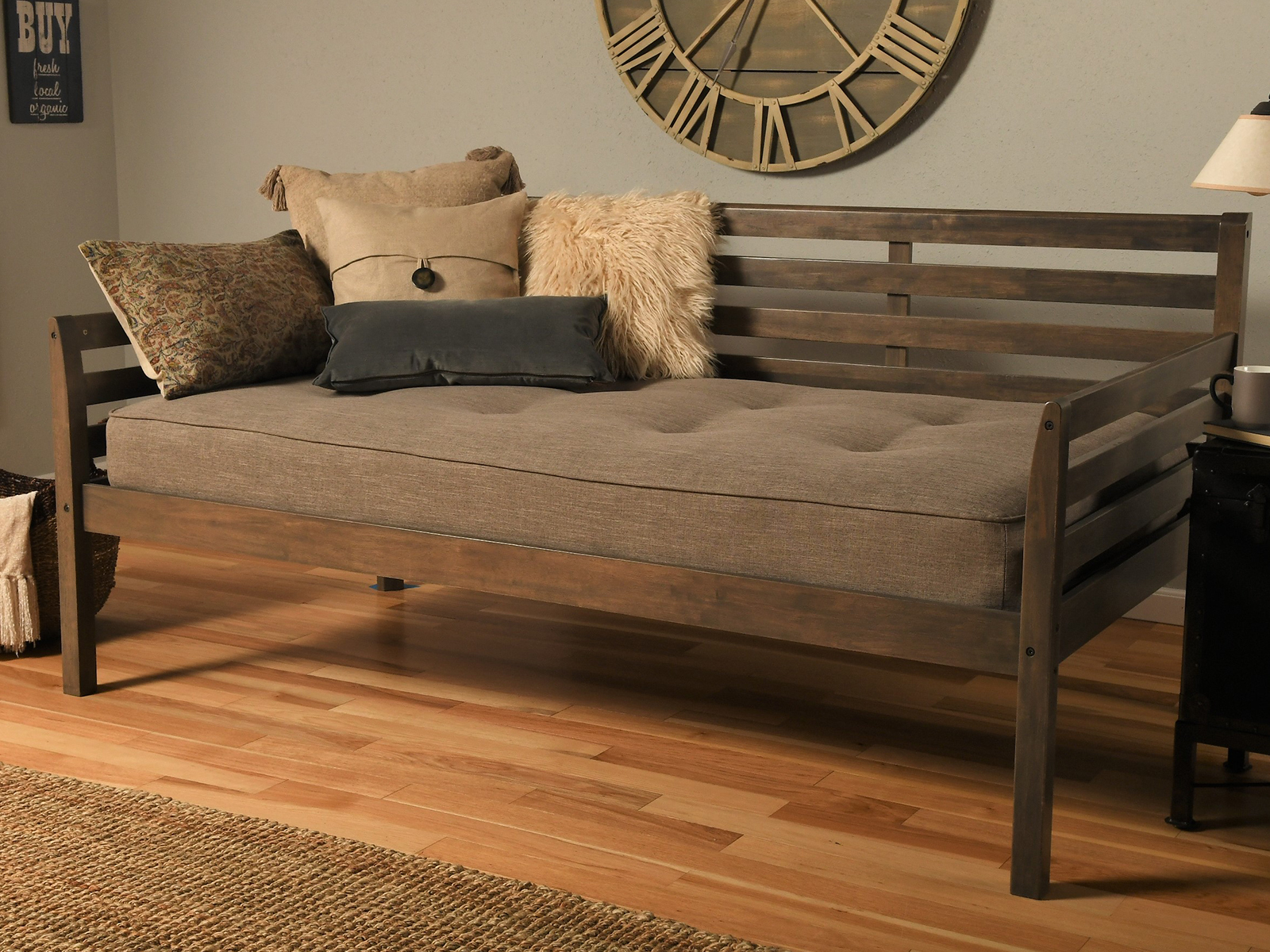 Boho Daybed W/ Linen Stone Mattress