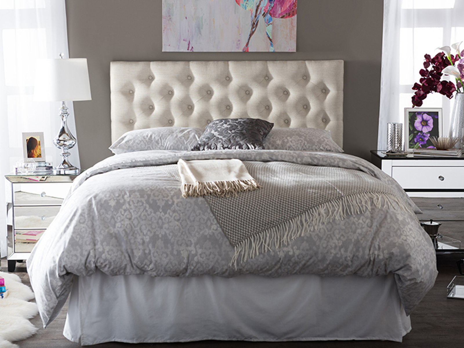 V000259549 Baxton Studio Button-Tufted Headboard | Queen| Viv sku V000259549