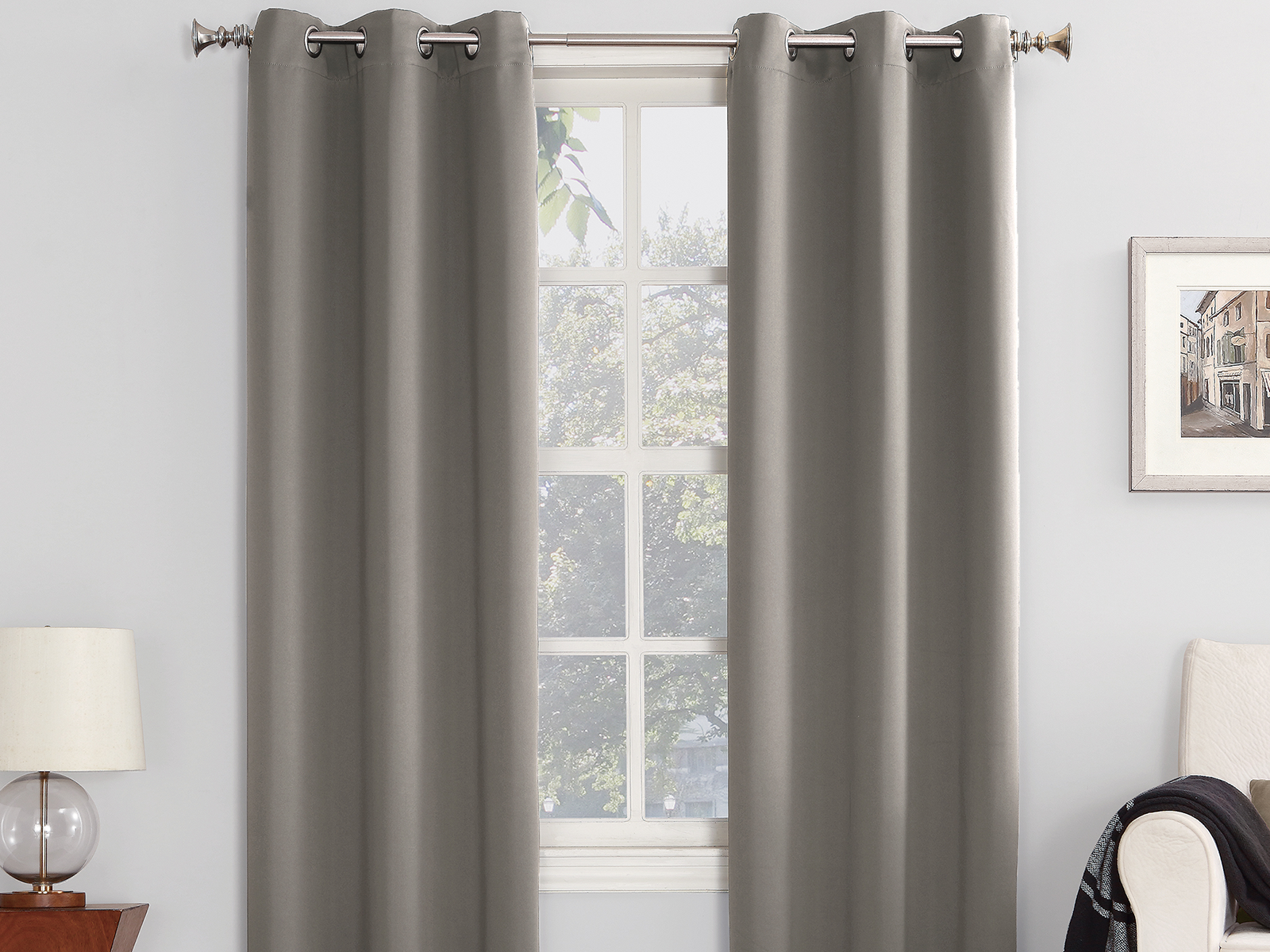 Sun Zero Blackout Window Curtain Set | 40X63 | Seattle | Gray