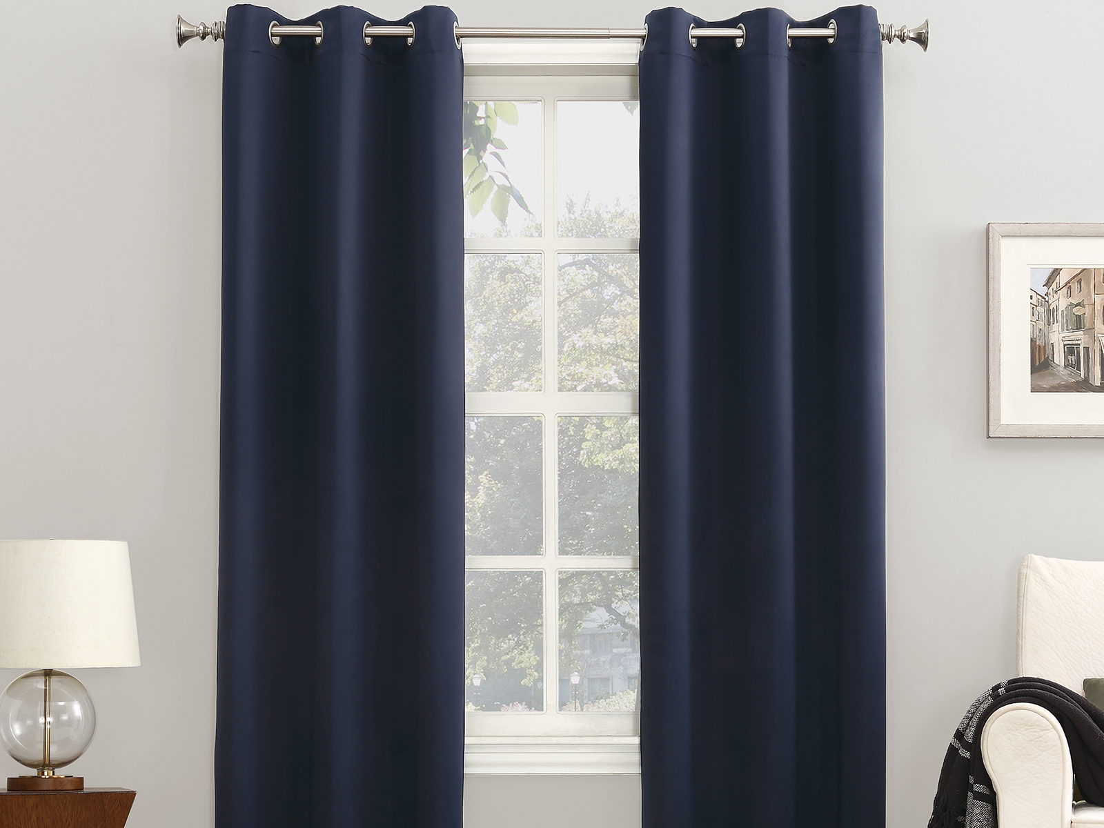 Sun Zero Blackout Window Curtain Set | 40X63 | Seattle | Navy