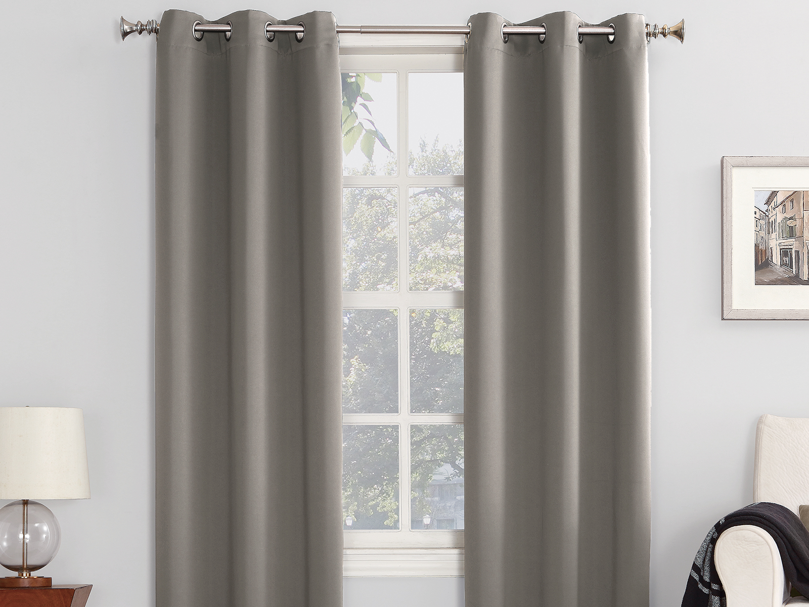 Sun Zero Blackout Window Curtain Set | 40X84 | Seattle | Gray