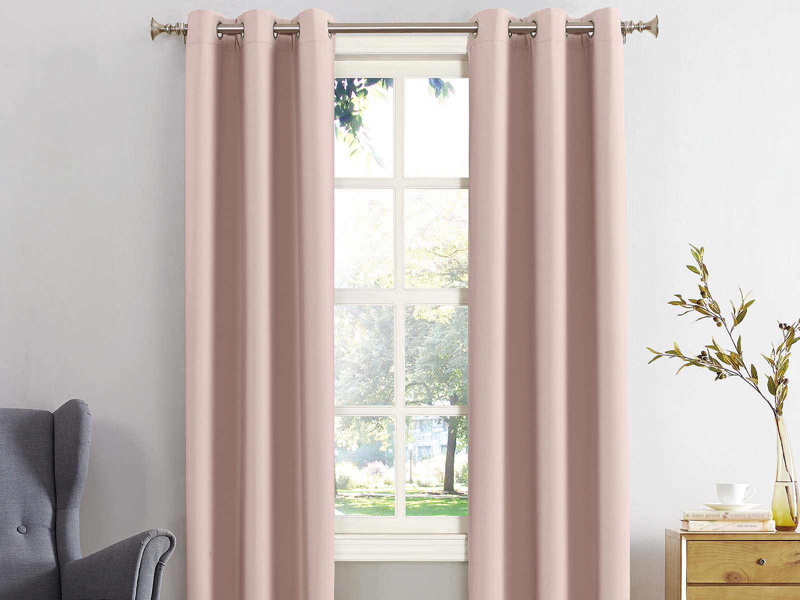 Sun Zero Blackout Window Curtain Set | 40X95 | Seattle | Blush