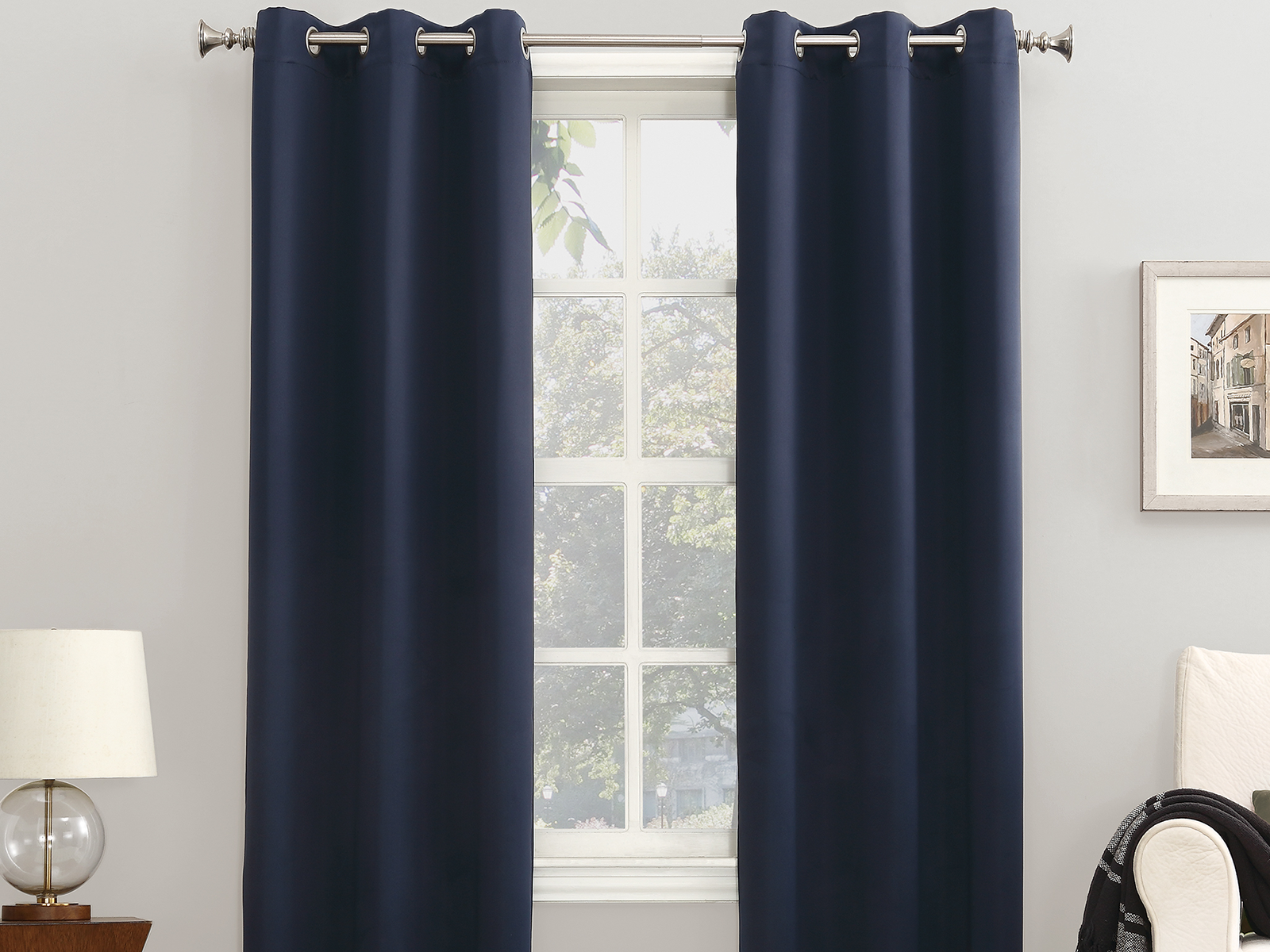 Sun Zero Blackout Window Curtain Set | 40X95 | Seattle | Navy