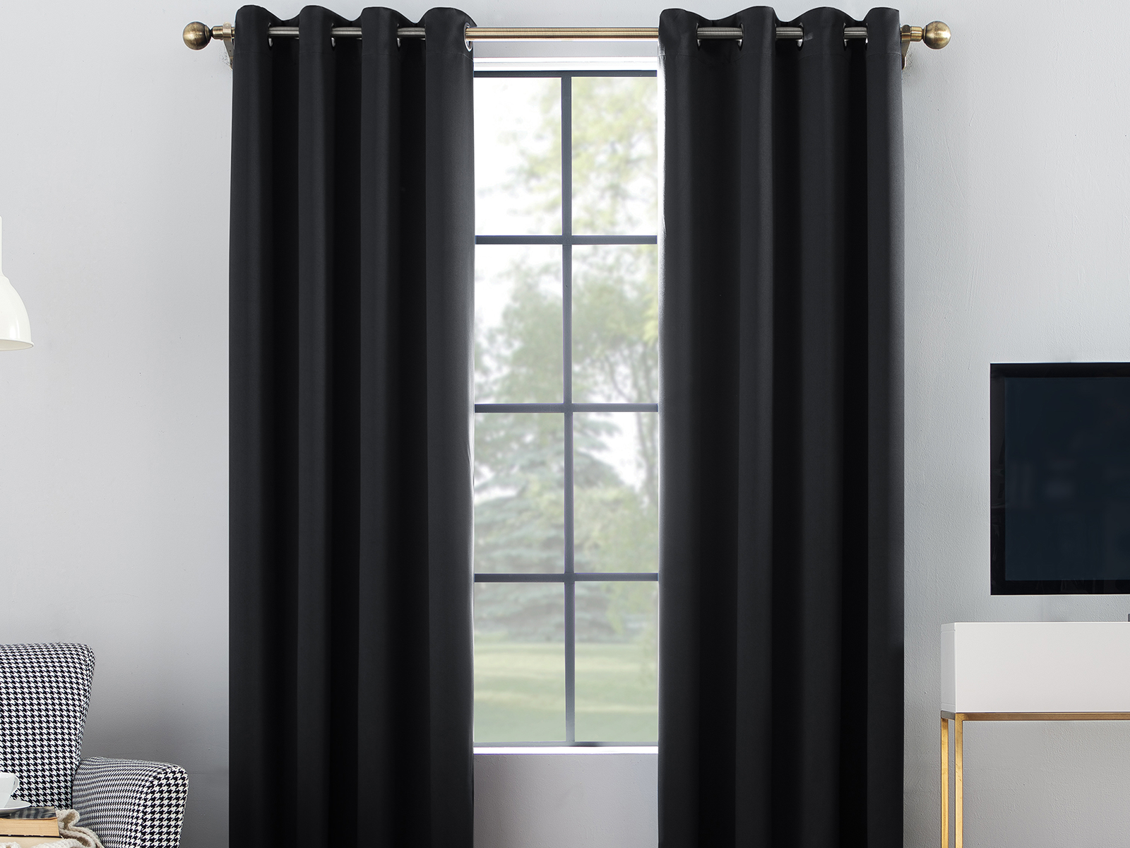 Sun Zero Blackout Window Curtain Set | 52X63 | Oslo | Black