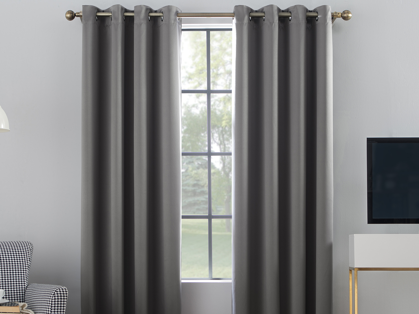 Sun Zero Blackout Window Curtain Set | 52X63 | Oslo | Gray