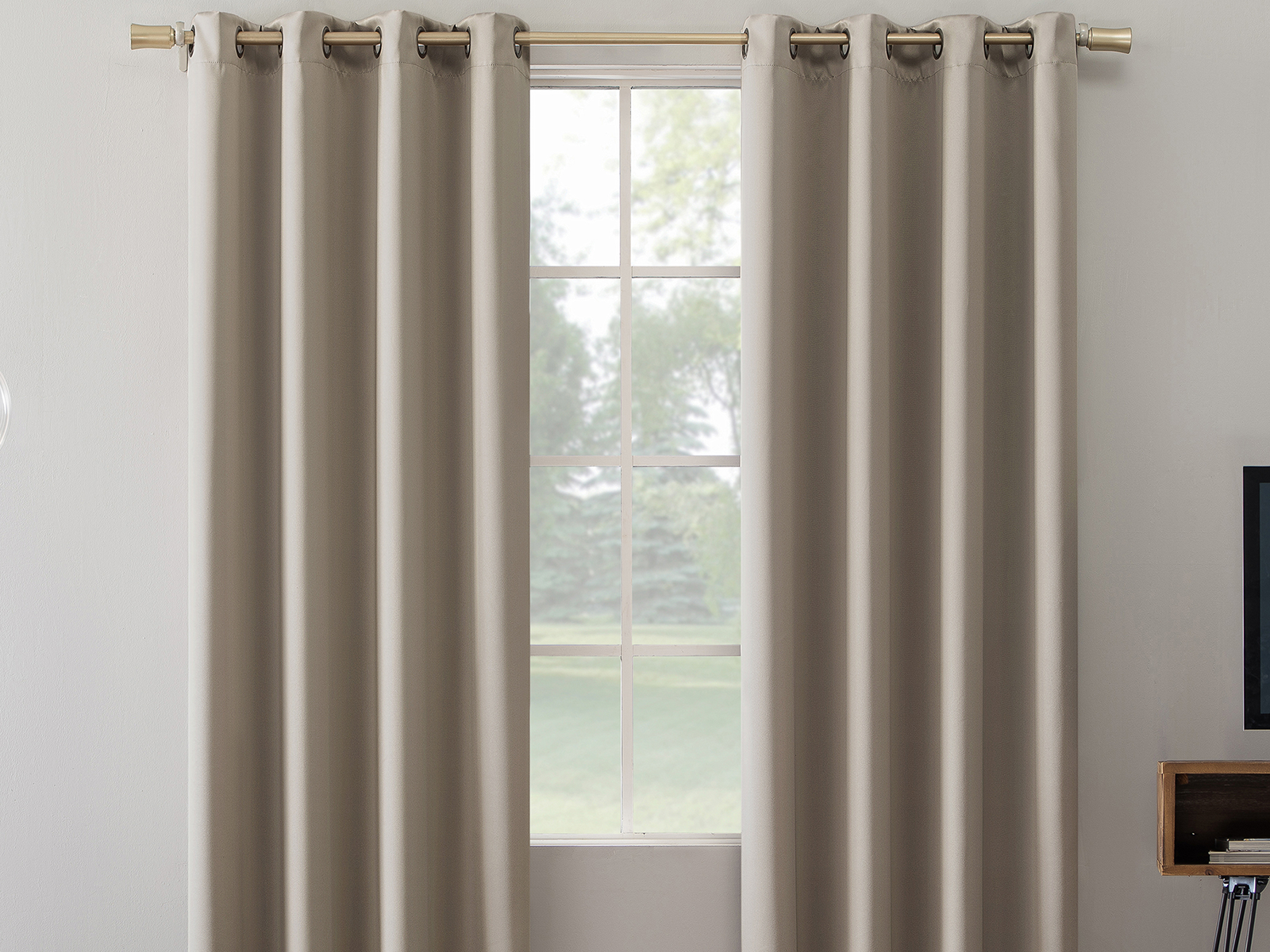 Sun Zero Blackout Window Curtain Set | 52X63 | Oslo | Stone