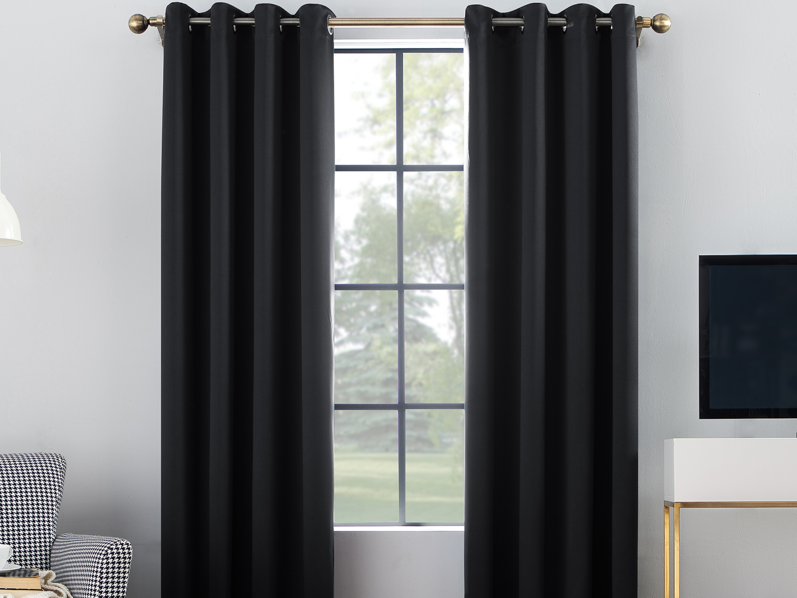 Sun Zero Blackout Window Curtain Set | 52X84 | Oslo | Black