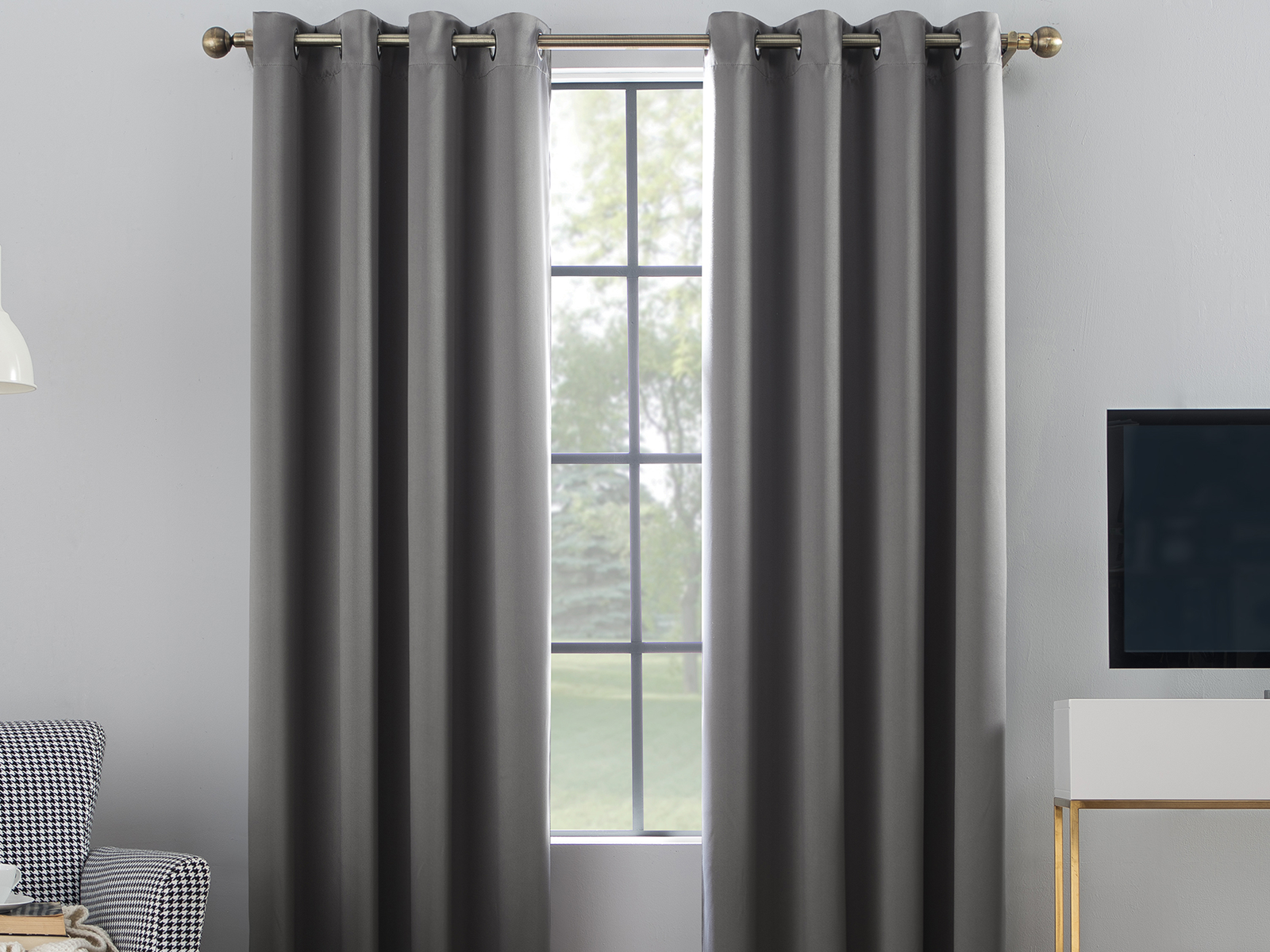 Sun Zero Blackout Window Curtain Set | 52X95 | Oslo | Gray