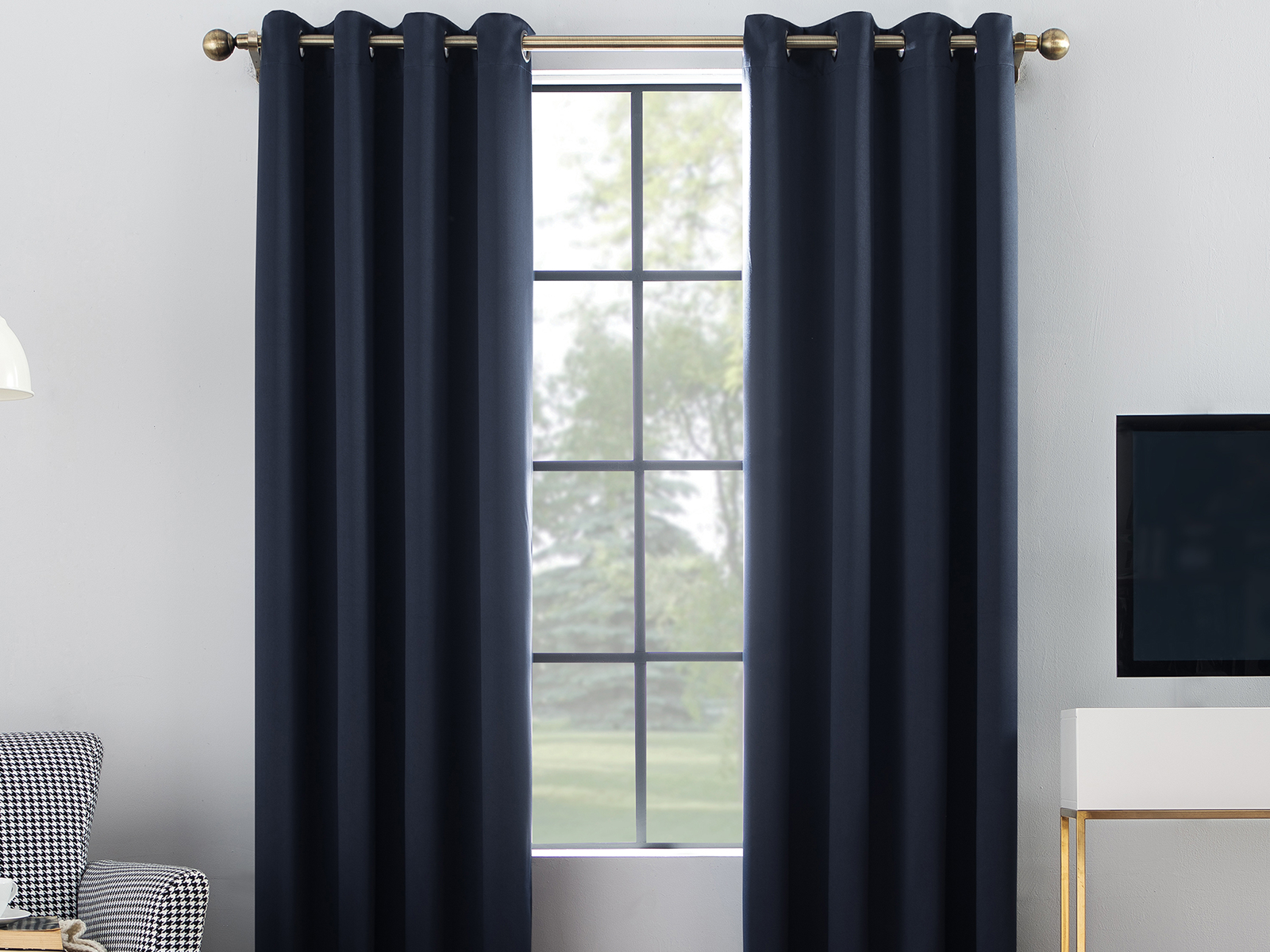 Sun Zero Blackout Window Curtain Set | 52X95 | Oslo | Navy