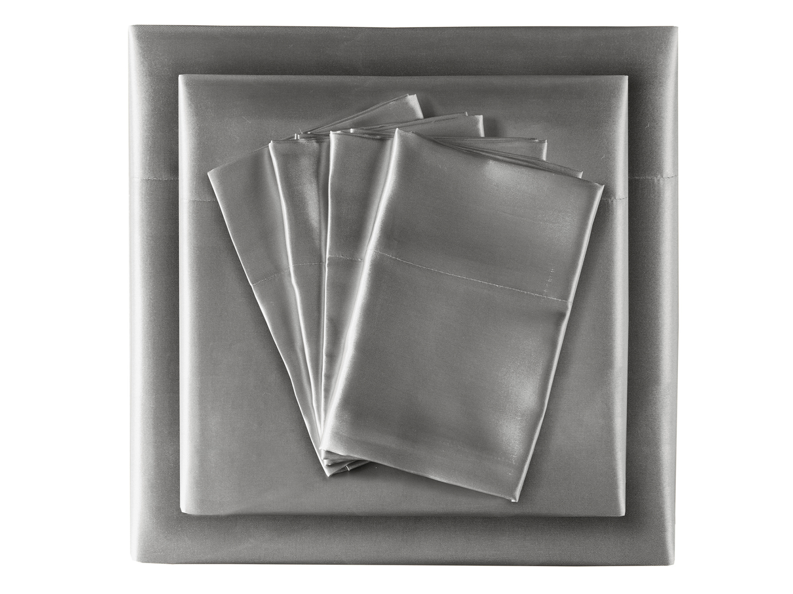 Madison Park California King Satin Wrinkle-Free Luxurious 6-Piece Sheet Set | Gray