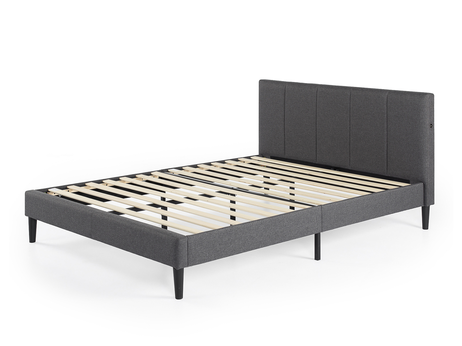 Zinus Platform Bed with Upholstered Headboard and USB Port | Full | Maddon | Gray