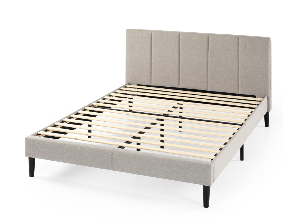 Zinus Maddon Platform Bed with Upholstered Headboard and USB Port