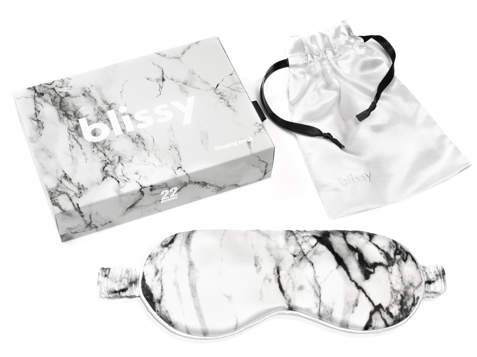 Blissy Pure Silk Sleep Mask | Light Marble