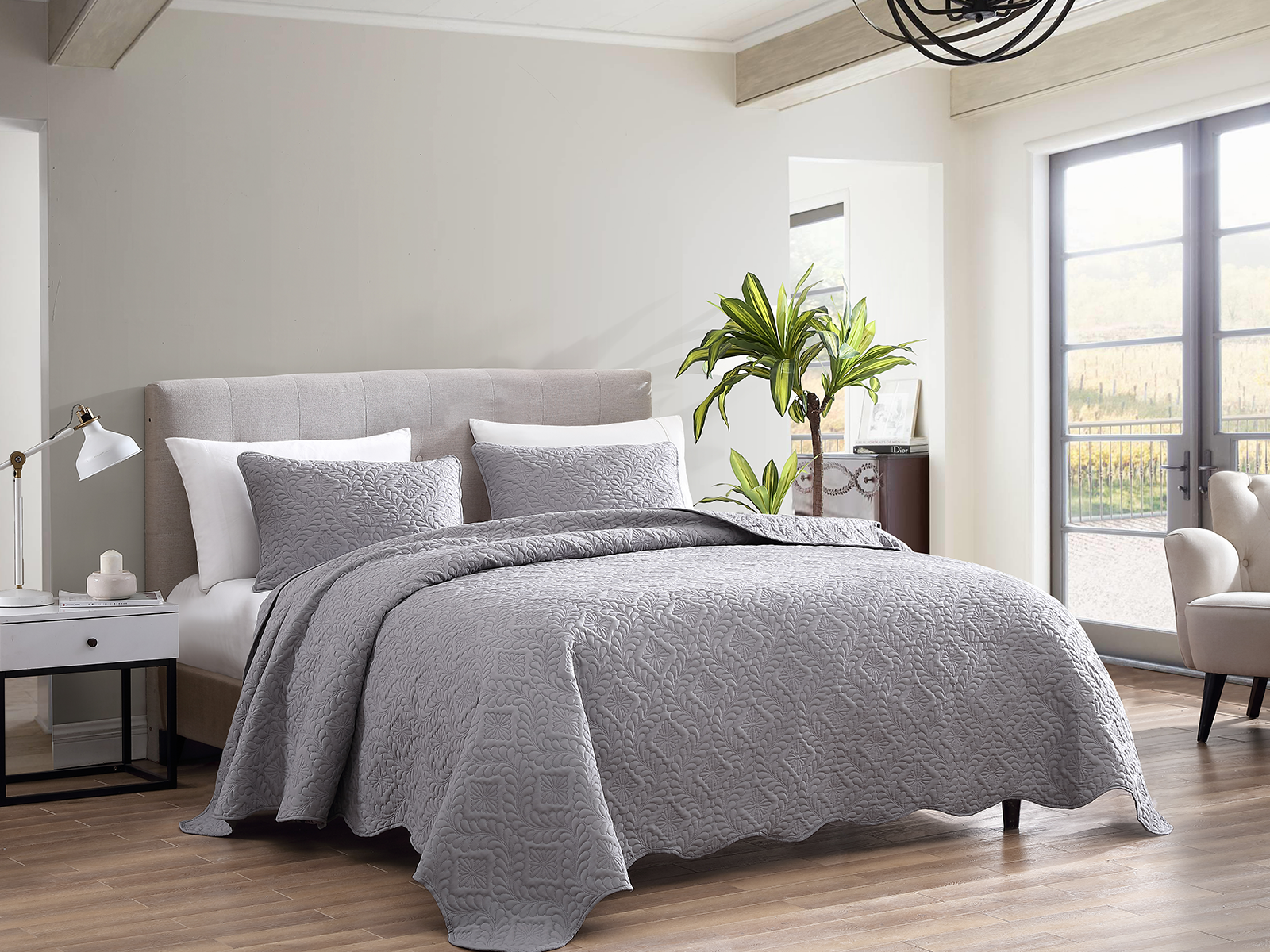 V000265858 The Nesting Company Queen Ivy Bedspread Set | Gray sku V000265858