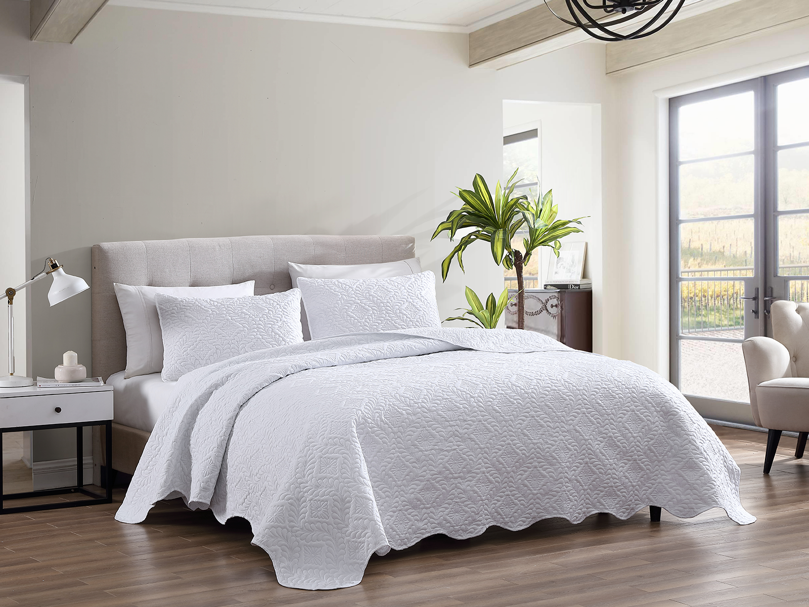 V000265859 The Nesting Company Queen Ivy Bedspread Set | Whit sku V000265859