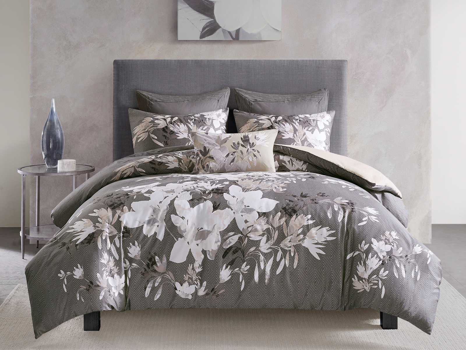 N Natori Full/Queen Odessa 3 Piece Cotton Duvet Set