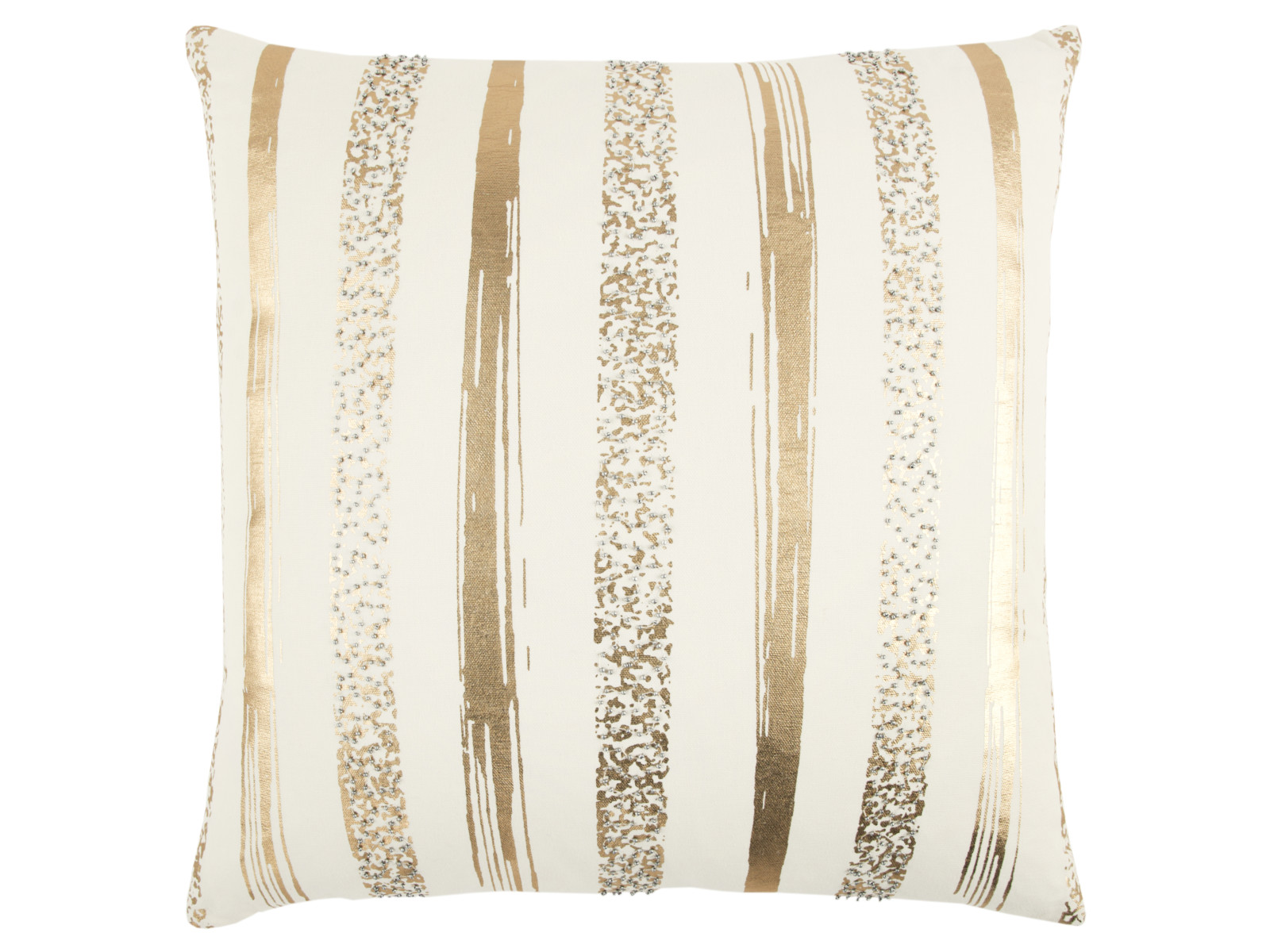 Rizzy Home Foil Printed Stripe Beaded Accent Pillow | Gold