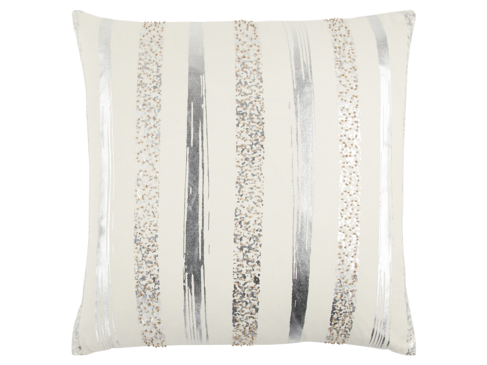 Rizzy Home Foil Printed Stripe Beaded Accent Pillow | Silver