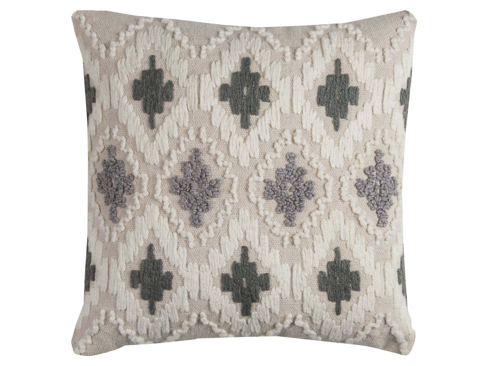 Rizzy Home Cotton Canvas Pillow with Ikat Print | Gray