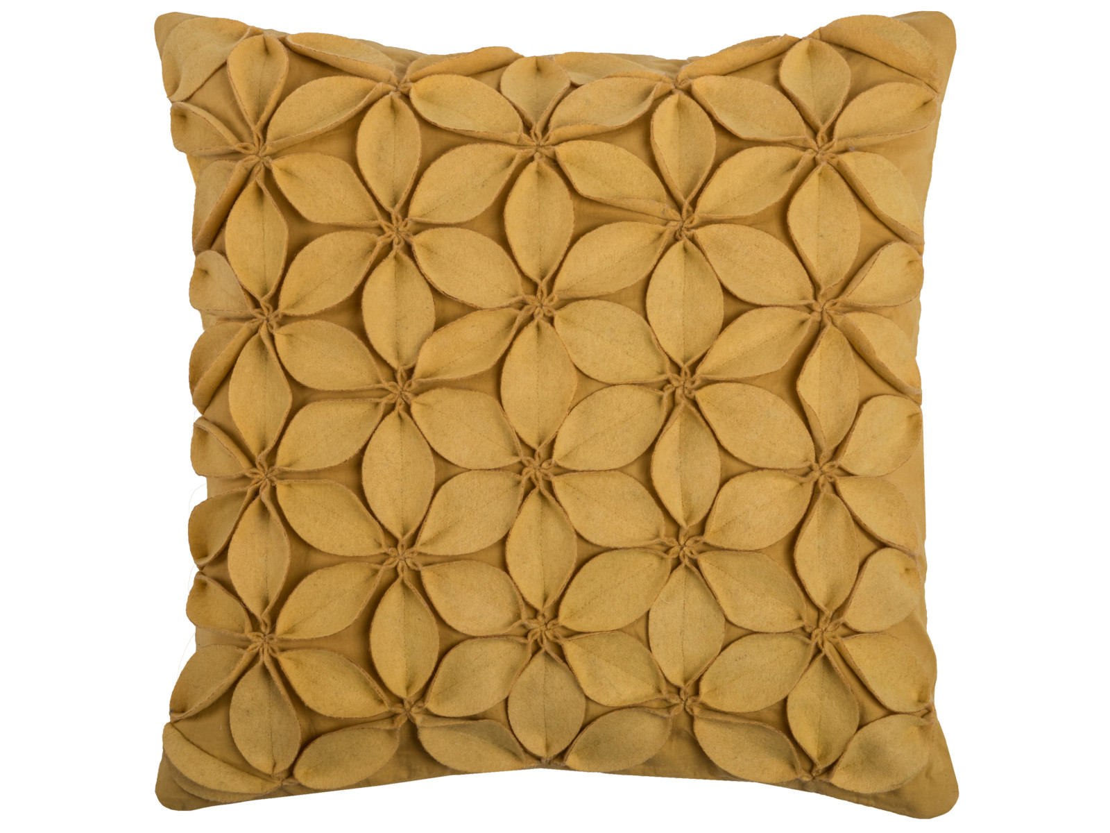 Rizzy Home Wool Felt Petal Design Pillow | Yellow