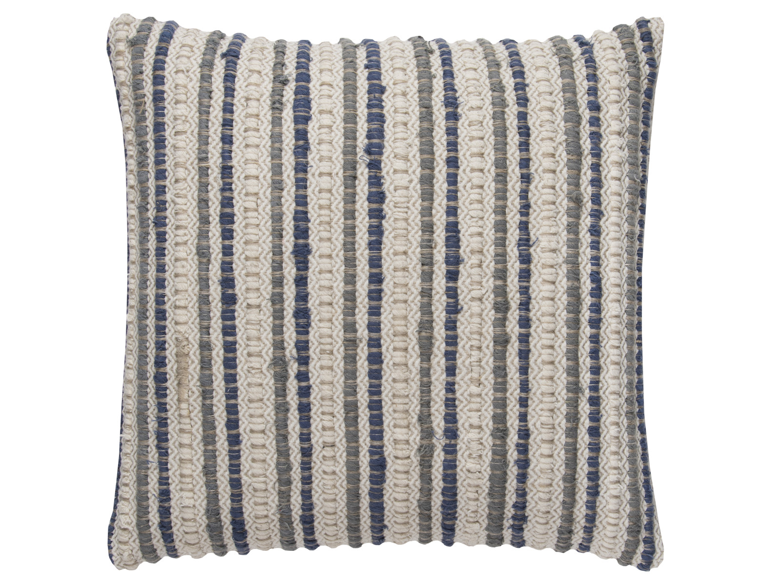 Rizzy Home Natural Textured Woven Pillow with Blue and Gray Accents