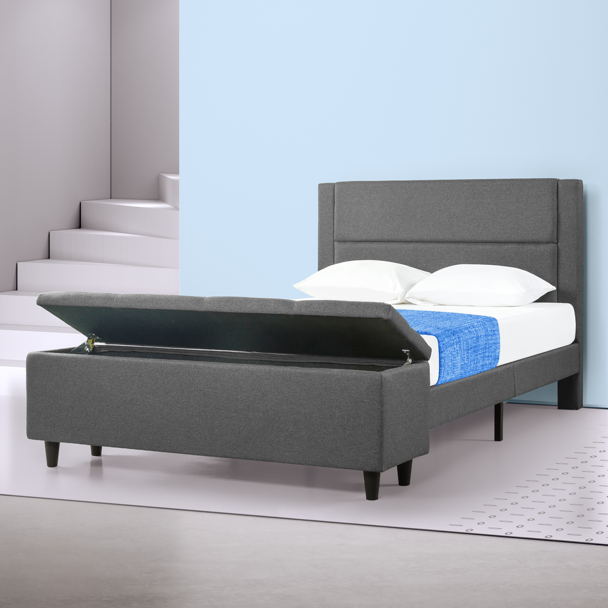 Signature Upholstered Platform Bed Frame with Bench Storage